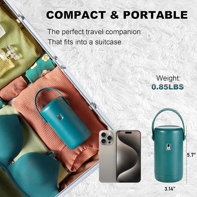 OUEST Portable Mini Clothes Dryer for Apartment, RV,Travel ，Compact Dryer, Sturdy, Easy to use, for Light Clothing Underwear, Baby Clothes-Green