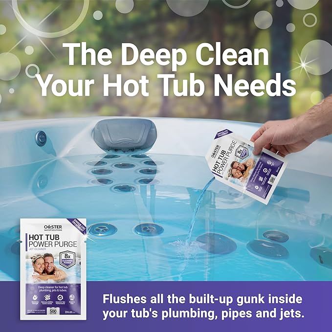 Bio Ouster Power Purge Hot Tub Jet Cleaner w/Towel - Deep Hot Tub Cleaner for Jets, Tubes, Plumbing - for Standard & Inflatable Spas - Removes Gunk Buildup for Crystal Clear Water - Made in USA (Kit)