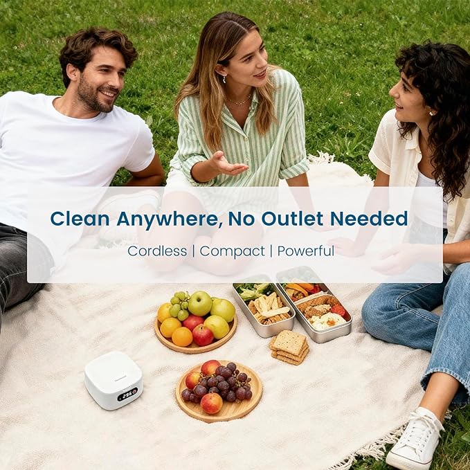 Viora 52kHz Cordless Ultrasonic Retainer Cleaner: USB-C Rechargeable Travel Retainer Cleaner for Denture, Invisalign, Mouthguard, Nightguard, UV Denture Cleaner with Mirror+Retainer Cleaning Tablets