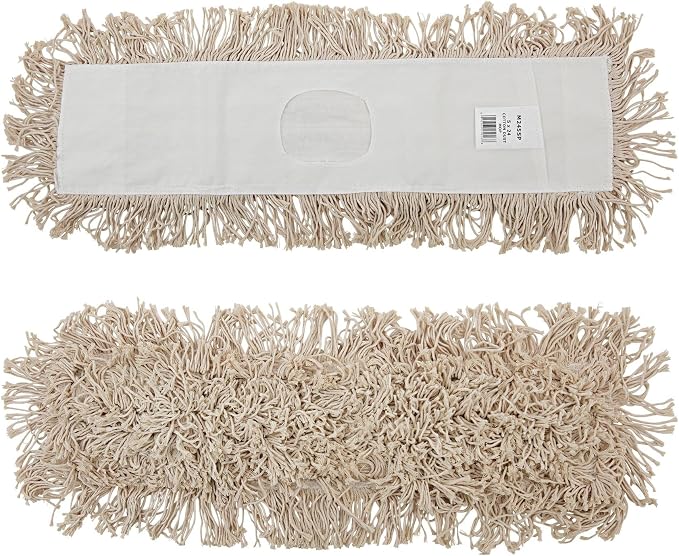 Boardwalk BWKM245C 24 in. x 5 in. Cotton Head 60 in. Wood Handle Cotton Dry Mopping Kit - Natural (1-Kit)