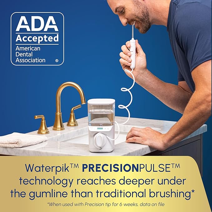 Waterpik Promax Water Flosser with SmartAdvance Mode for Daily Gum Health and Cleaning Teeth, Braces, Implants, ADA Accepted, Small Quiet Design, Electric Flosser with 10 Settings, 5 Tips, WF-23