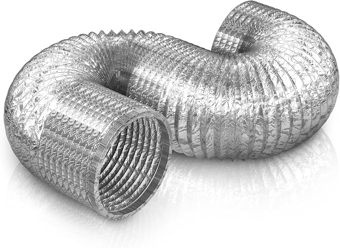 Dryer Vent Hose 10 Inch 6.5FT Aluminum Foil Flexible Ducting, Heavy-Duty HVAC Ventilation Duct for Kitchen Exhaust, Grow Tent, Bathroom Ventilation
