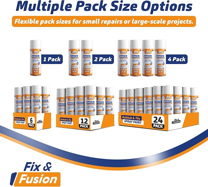 Fix & Fusion Bathtub & Tile Spray Paint, Multi-Surface Coating for Bathroom & Kitchen, High Adhesion, Water-Resistant, for Porcelain, Ceramic, Fiberglass, Countertops & More, White 13.5 oz (Pack of 2)