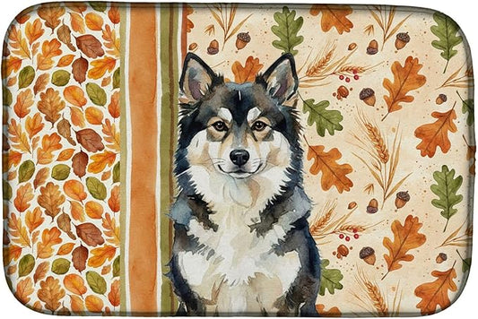 Caroline's Treasures Finnish Lapphund Heirloom Fall Dish Drying Mat Absorbent Dish Drying Mat Pad for Kitchen Counter Dish Drainer Mat for Countertop, 14 x 21", Multicolor