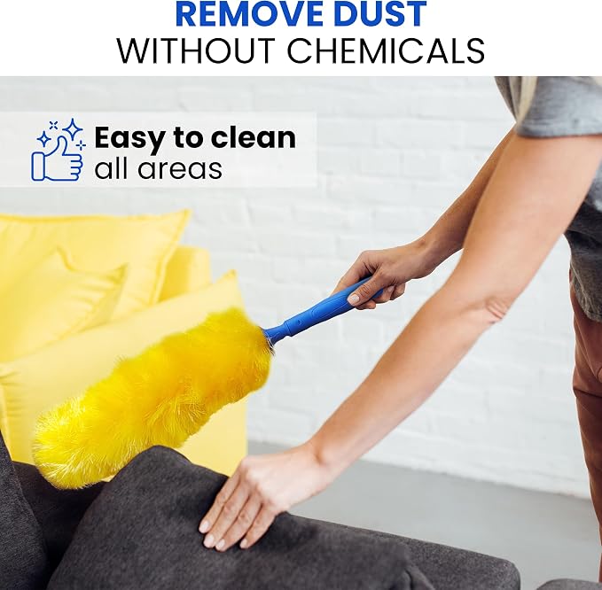US Duster Company Static Duster - 23-inch Electrostatic Dusters - Long and Flexible Static Feather Duster - Soft Nylon Fibers - Long Duster for Home Cleaning - Attracts Dust Like a Magnet 2 Pack