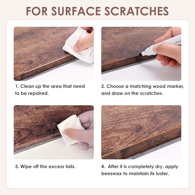 SEISSO Wood Repair Kit, 40 PCs Wood Furniture Repair Kit, Wood Touch Up Markers and Crayons with Polish Wax for Scratches, Stains, Cracks,Holes and Dents, Discoloration for Wooden Surfaces and Floors