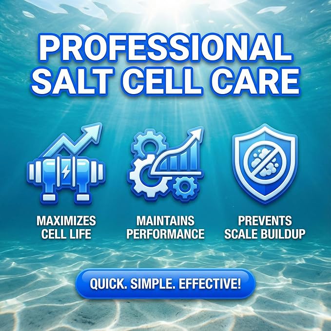 Salt Cell Cleaner for Pool, Pool Salt Cell Cleaner, Salt Generator Cell Cleaner Solution, Helps Reduce Scale Buildup, 3 L - BubbyShine