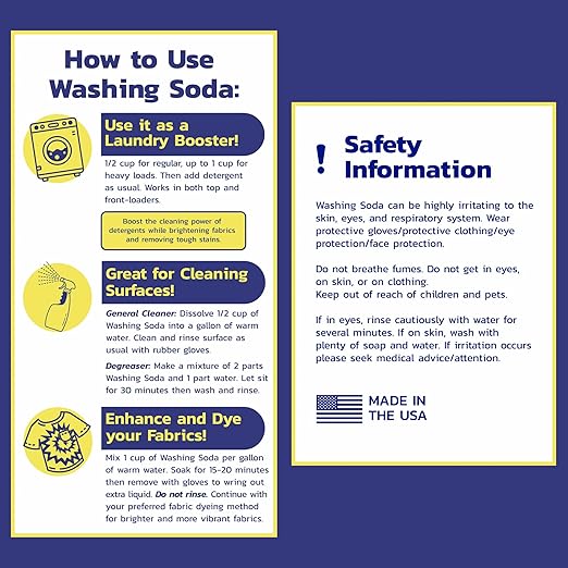 Soda Ash (10 lbs) - 100% Sodium Carbonate - Multipurpose Cleaner, Detergent Booster & pH Adjuster, High Purity for Industrial & Household Use, Made in USA