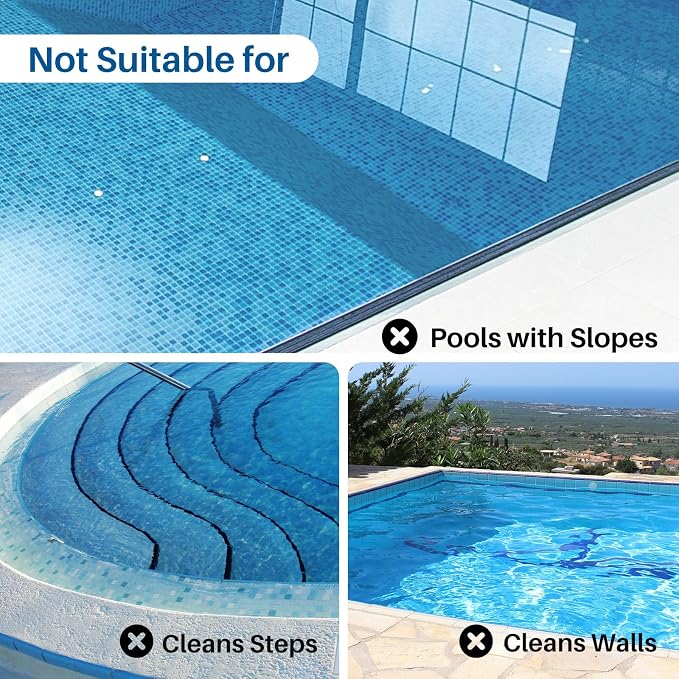 POOLPURE Cordless Robotic Pool Cleaner - Dual 30W Motors, 100Min Runtime, for Above & In-Ground Pools Up to 1000 Sq.Ft, Auto-Parking, Advanced Waterproof Technology (Blue)