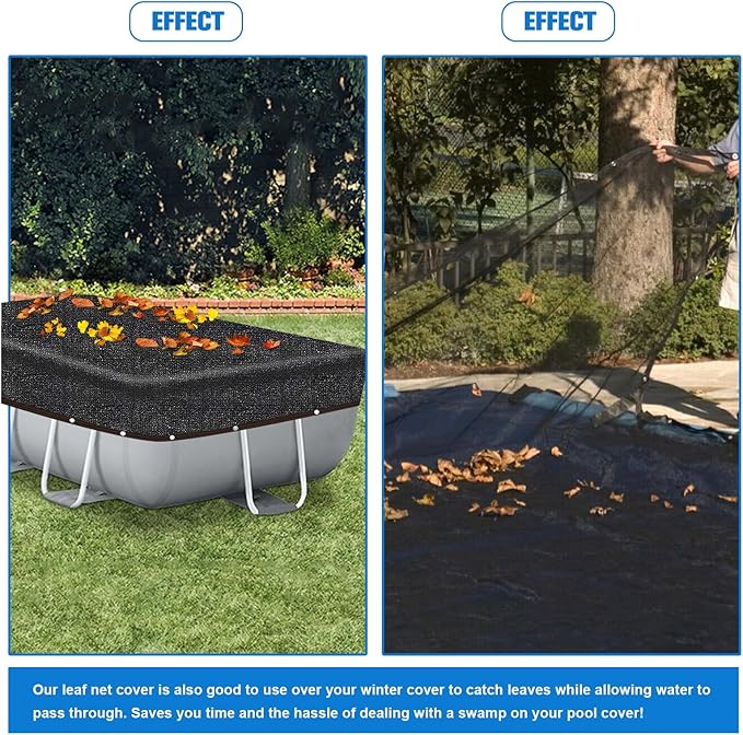 21 Ft x 41 Ft Oval Pool Leaf Net Cover, Fine Mesh Oval Above Ground Swimming Pool Leaf Net Cover, Covers Size: 25 Ft x 45 Ft (Includes 4-feet Overlap), Black