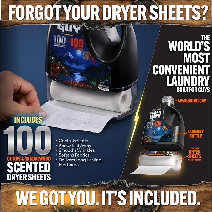 Laundry Detergent with Dryer Sheets | Citrus & Sandalwood Scent, Energizing Freshness, Deep Clean Technology, Soft & Fresh Clothes - Citrus & Sandalwood (100 Loads PLUS 100 Dryer Sheets)