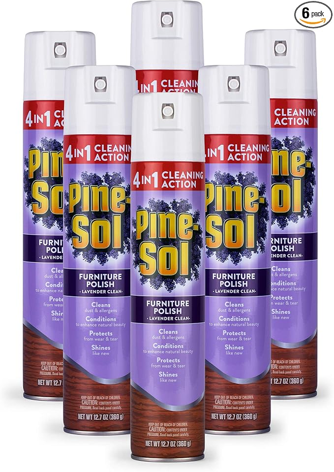 Pine-Sol Furniture Polish | Wood Furniture Polish Spray | Wood Polish Spray for Your Furniture Gives You A Powerful Clean You Can Trust | 12.7 Ounces, Fresh Lavender Scent - Pack of 6
