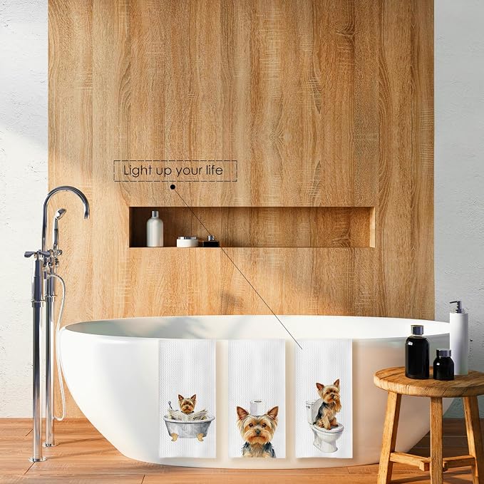 Funny Yorkshire Terrier Bathroom Decor Hand Towels, Yorkshire Terrier Mom Gifts, Gifts forYorkshire Terrier Lovers, Kids Dog Bathroom Decor, 16x24 Inch Set of 3