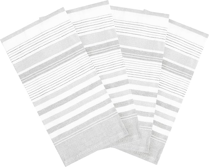 T-Fal Skipping Stripe Dual Kitchen Towel, 18" x 28", Highly Absorbent 100% Cotton, 4-Pack, Graphite