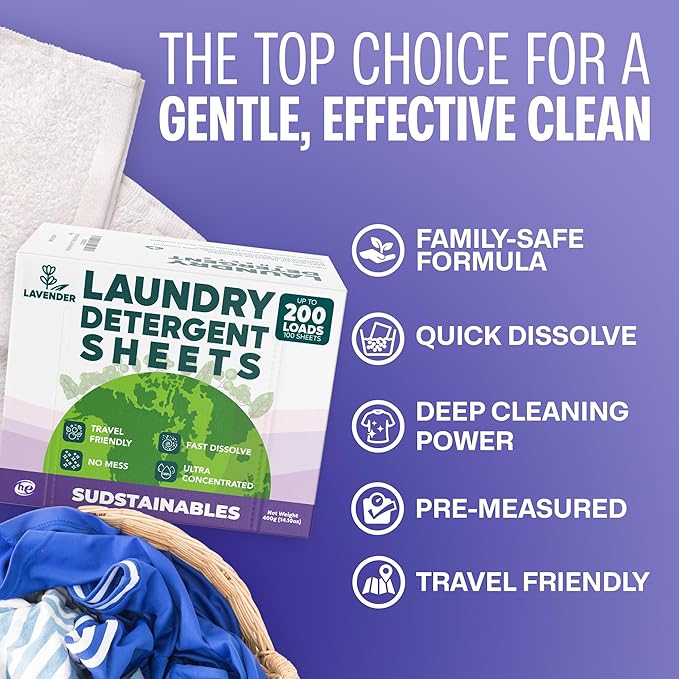 Fresh Linen, Lavender, and Unscented bundle 100 Sheet Laundry Detergent Sheets