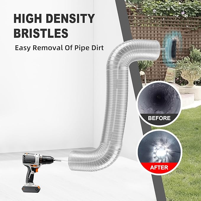 21FT Chimney Brush Kit, Multi-Purpose Dryer Vent Cleaning Brush Kit with 4" Brush Head, Professional Lint Cleaning Accessories for Chimneys, Ducts, Dryers, Crevices
