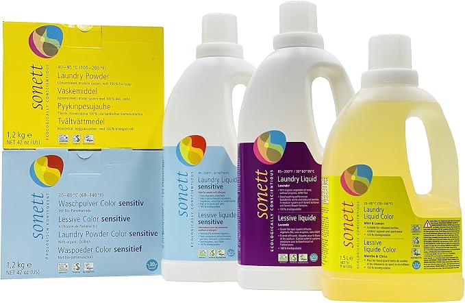 Sonett Organic Laundry Powder Color Sensitive for Sensitive Skin For People With Allergies 42 oz (Pack of 4)
