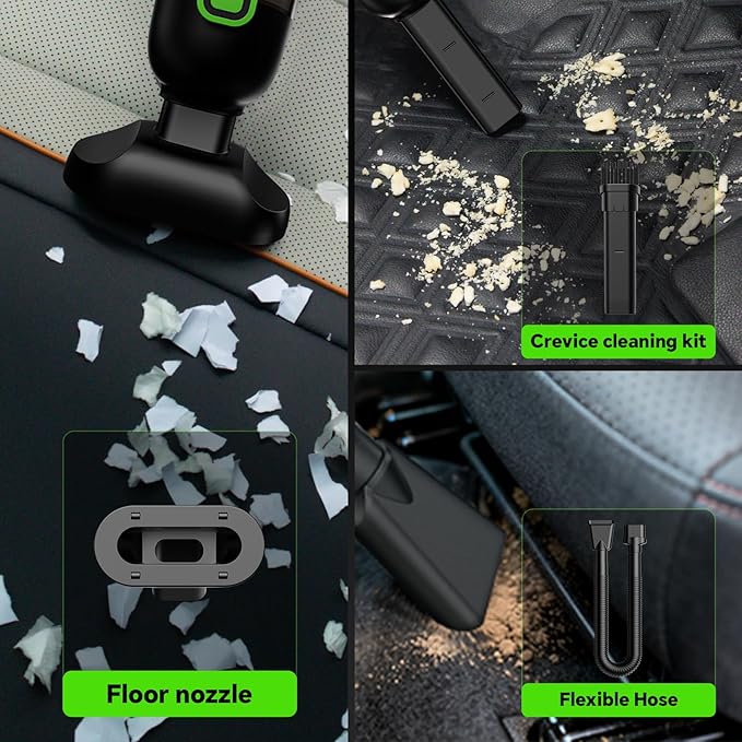 Car Vacuum, 4-in-1 Portable Mini Cordless Vacuum with 21000pa Suction Power, Vacuum Cleaner for Car, Space-Saving Shape, Type-C Charge, Design for Car & Outdoor Use
