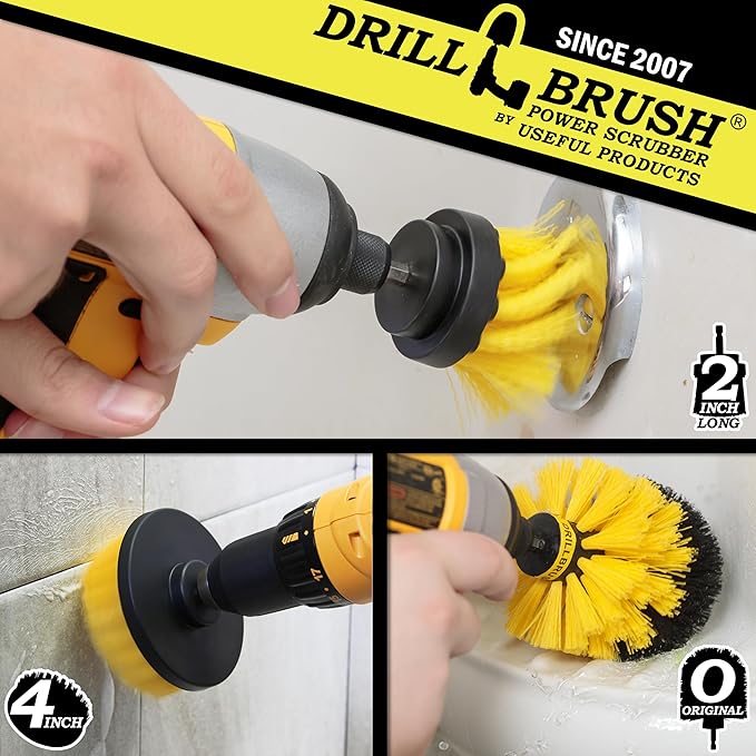 Drill Brush Scrubber Attachment - Power Scrubber Brushes - Bathtub Cleaner - Grout Brush - Toilet, Tile and Tub Power Scrubbers - Shower Cleaning Tools - Bathroom Cleaning Brushes for Bathtub