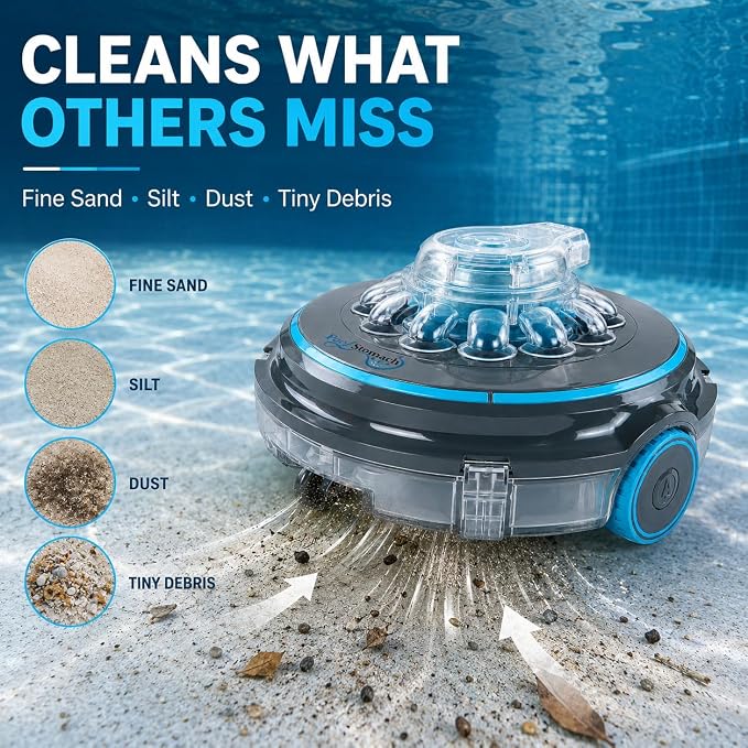 65 Cordless Robotic Pool Cleaner for Above Ground & Inground Pools, Automatic Pool Vacuum Robot with Dual Filtration, Self-Parking, 75-Min Runtime, Picks Up Leaves, Sand, Silt & Debris