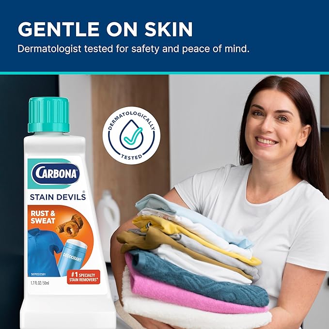 Carbona Stain Devils #9 (1.7 Fl Oz), Targeted Spot Cleaner for Rust & Perspiration Stains, Safe on Skin & Washable Fabrics