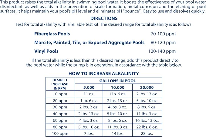 Pool Mate 10-Pounds Premium Alkalinity Increaser for Swimming Pools, 100% Sodium Bicarbonate