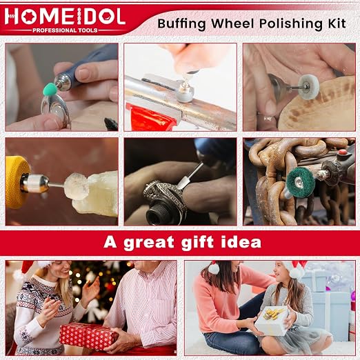 103PCS Buffing Wheel for Dremel Polishing Kit, HOMEIDOL 1/8" Shank Polishing Wheel for Dremel Tool Accessories, Abrasive Wheel Buffing Wire Brush Woolen Brush Rotary Polish Bits