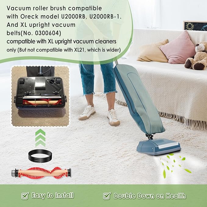 Landhoow XL Vacuum Brush Roller replacement parts with Vacuum Belt Compatible with Oreck XL Parts, Cleaner Belt compatible with 0300604, Upright Replacement Part for House and Office Clean(1 Pack)