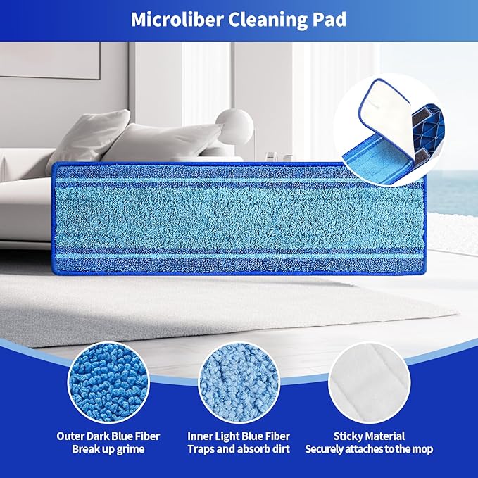 10-Pack Microfiber Mop Pads for Bona Mpo- Washable Reusable Refills for Hardwood, Tile & Multi-Surface Floors | Pet Hair & Stain Remover