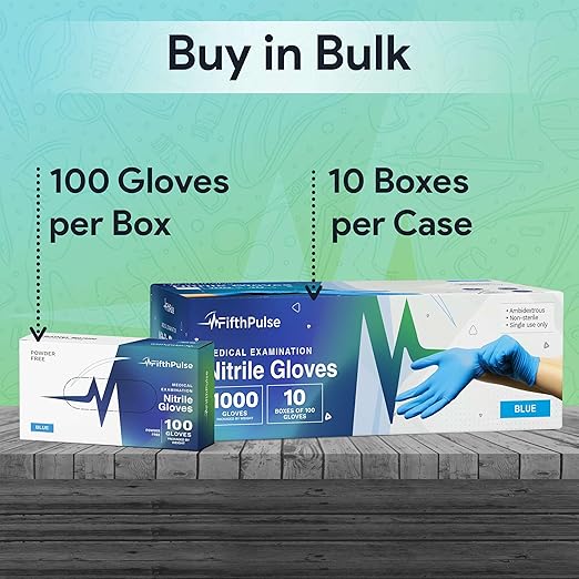 Medical Exam Blue Nitrile Gloves Small 1000 Count - 3 Mil Powder and Latex Free Disposable Gloves - Case of 10 Boxes of 100