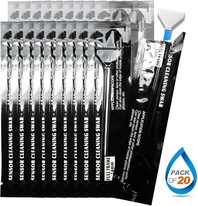 AAWipes APS-C Sensor Cleaning Kit (20 Pack of 24 mm Swabs + Anti Static Sensor Gel Stick + Microfiber Camera Cloths)