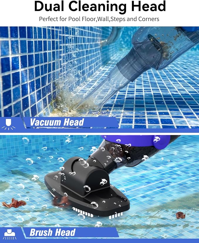 (2026 Upgrade) Little Shark Cordless Pool Vacuum, 60W Motor, 18 GPM Strong Suction, 5000mAh Battery, 60-Min Runtime, Compact Lightweight Handheld Pool Cleaner for Above Ground Pools & Hot Tubs