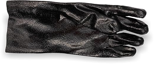 San Jamar Dish Washing/Utility Gloves Plastic Pot/Sink Gloves, Heat Protection, Waterproof With 14 Inch Coverage For Commercial Kitchen, Black
