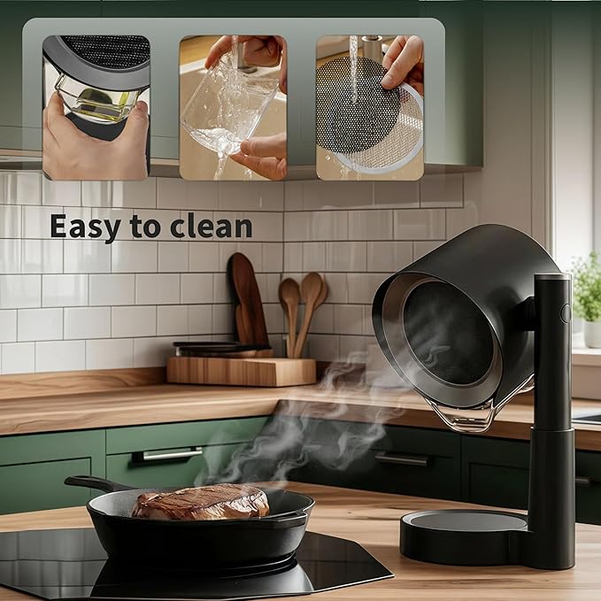 Portable Range Hood - Desktop Kitchen Exhaust Fan Extractor, Ductless Mini Smoke Airhood for Indoor Cooking, RV Camper Cooktop Absorber, Air Vent Filter System, 3-Speed Smokeless Fans