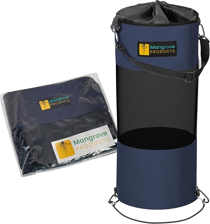 Mangrove Products: Portable Boat Trash Can, Reusable Trash Bag, Boating Equipment, Boat Storage, Boat Accessories Marine, Pontoon Boat Accessories, Fishing, Sandbar, RV, or Camping