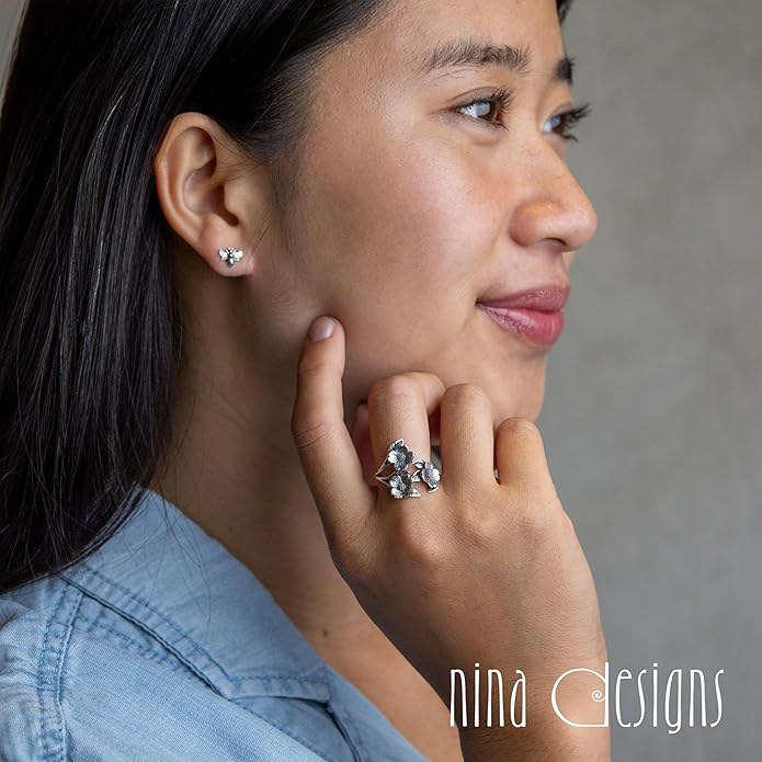NINA DESIGNS Sterling Silver Rings - Adjustable Ring, Silver Jewelry for Women, 925 Sterling Silver, Gift for Women Women’s Rings