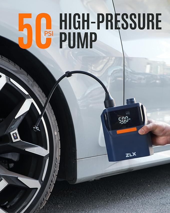 ZLX Electric Paddle Board Pump, 50PSI Air SUP Pump with High Pressure Dual Stage, Auto-Off Inflation/Deflation & Rechargeable Paddle Board Accessories for Inflatables, Kayaks, Boats, Air Mattresses