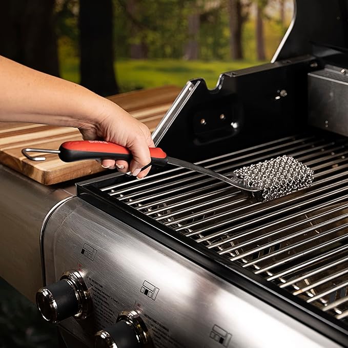 Mr. Bar-B-Q Chainmail Grill Brush | Stainless Steel Grill Scraper