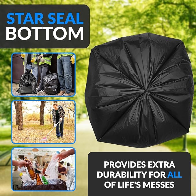 Reli. 40 to 45 Gallon Trash Bags Heavy Duty | 150 Trash Bags with Ties | Super Sizeable, Black, Serious Garbage Cleanup