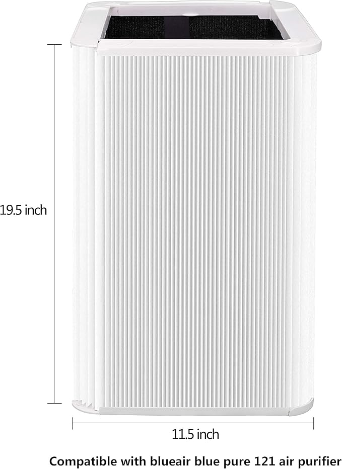 Blue Pure 121 Relacement Filter, Compatible with Blueair Blue Pure 121 Air Purifier, Particle and Activated Carbon Filter Captures Bacteria, Odors, Smoke, Dust