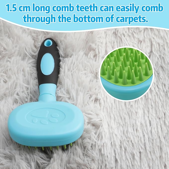 Silicone Hand Held Carpet Rake, Making Carpets Fluffy Again, Clean Hair, Let Carpet Restore Softnes(Silicone, Blue)