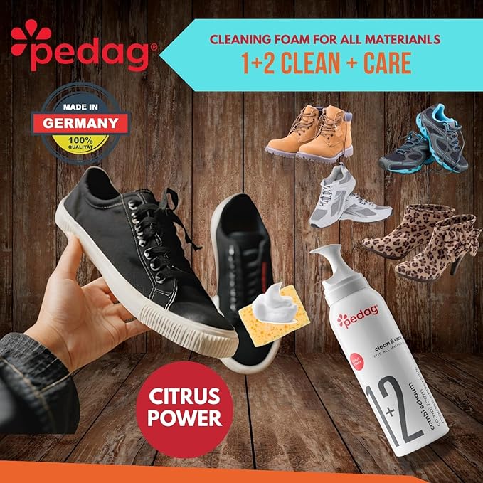 Pedag Shoe Cleaner, Suede Shoe Cleaner & Sneaker Cleaner w/Lime Oil, Lanolin. Amazing as a White Shoe Cleaner, Limpiador de Zapatos. Best Shoe Cleaning Kit for Leather Shoes, Tennis Shoe Cleaner 3.7oz