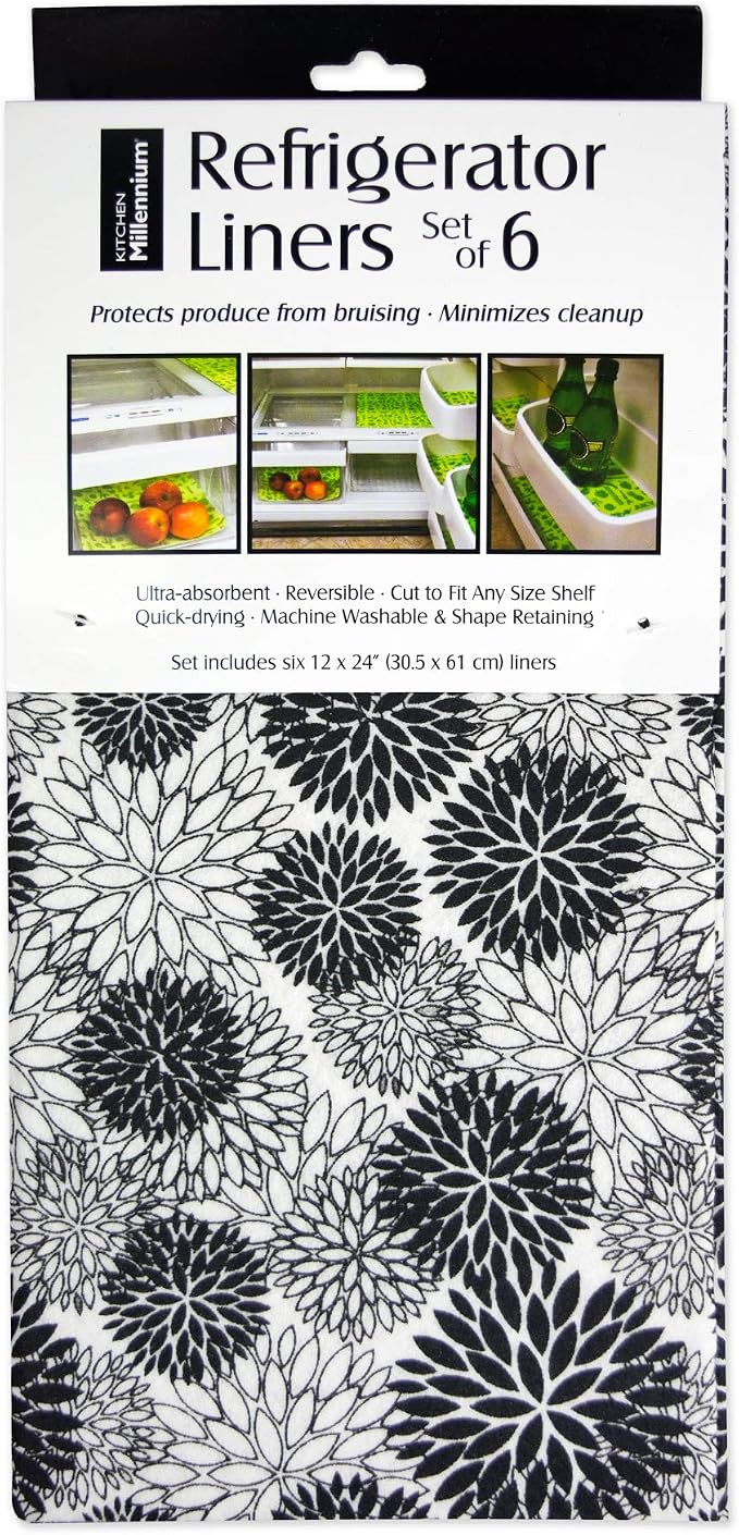 DII Fridge Liner Collection Non-Adhesive, Cut to Fit, 12x24, Black Dahlia, 6 Piece