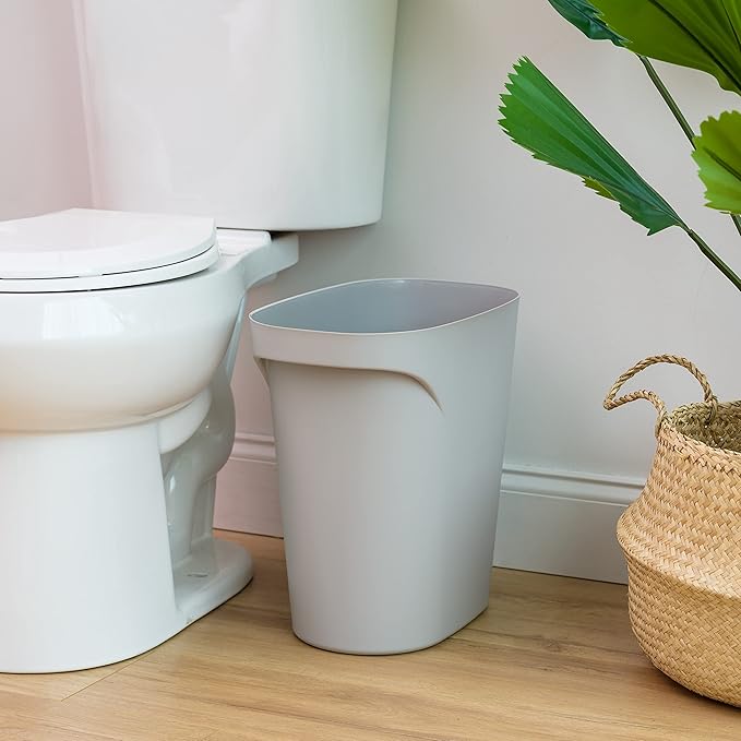 IRIS USA Small Trash Can Wastebasket with Handle, 6 Gallon / 24 Quart, 2-Pack, for Bathroom, Office, Bedroom, Under Sink, Kitchen, Garbage - Gray