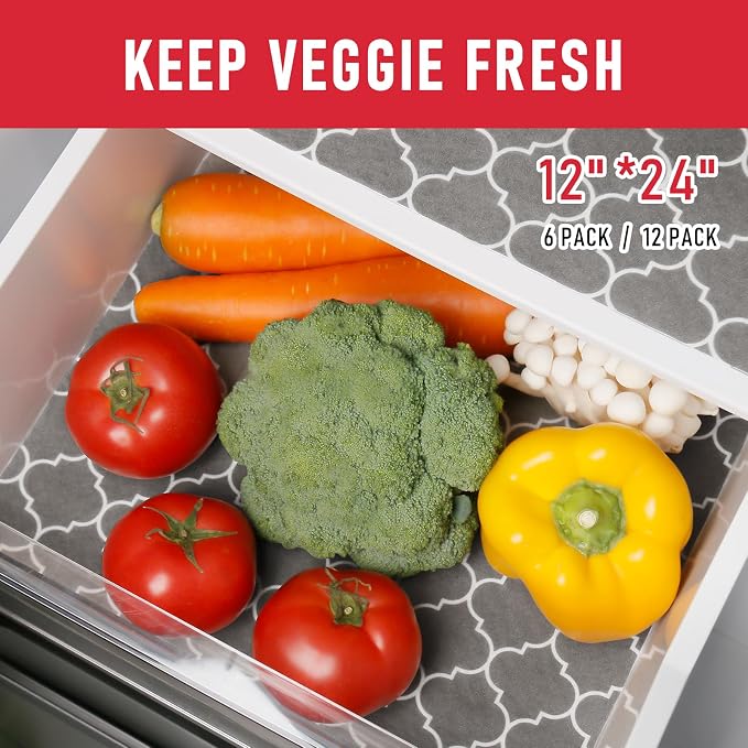 Cooyes 2 in 1 Refrigerator Liners & Fresh mats for Fridge Drawer and Glass Shelves, Absorbent Fridge Liners Washable, BPAfree Cloth Shelf Paper - Keep Produce Fresh Longer