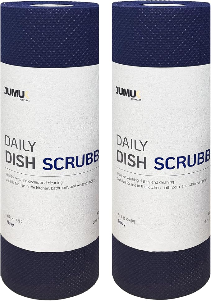 Daily Dish Scrubber Sheet Non-Scratch Household Disposable Cleaning Sponges | Recyclable, Eco-Friendly & Perfect for Kitchen, Home Cleaning and Outdoor Use (2, Navy)