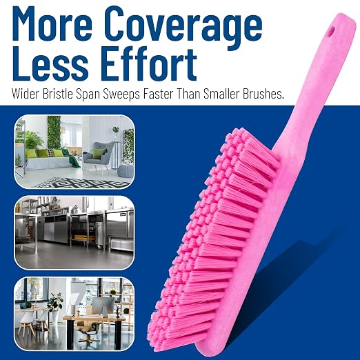 SPARTA 8 Inch Soft Counter Brush with Polyester Bristles and 5 Inch Handle, Color Coded Handheld Broom for Tables Countertops and Foodservice Surfaces, 13 Inch Overall Length, Pink, Pack of 6
