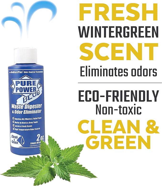 Valterra V23017 'Pure Power Blue' Waste Digester and Odor Eliminator - 4 oz. Bottle, (Pack of 6)