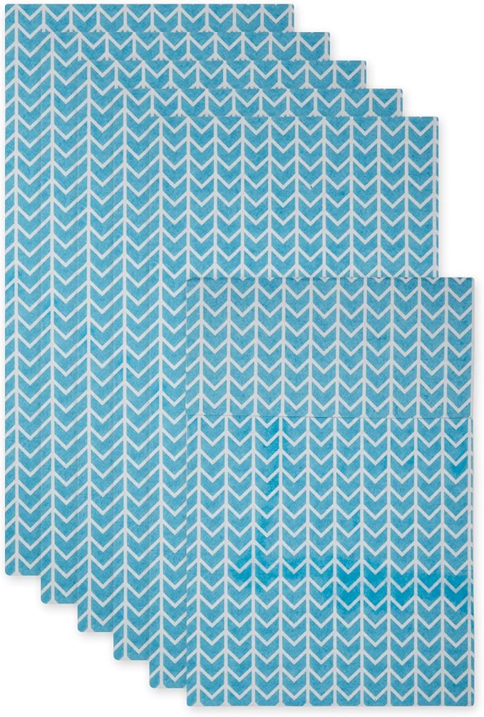 DII Fridge Liner Collection Non-Adhesive, Cut to Fit, 12x24, Bright Blue Herringbone, 6 Piece
