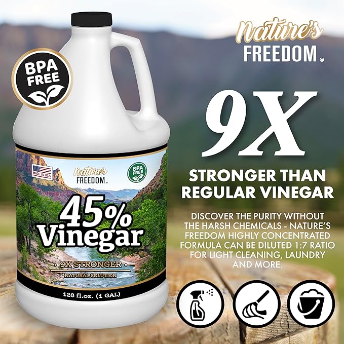 Nature's Freedom 45% High Strength Vinegar with Funnel, 2 Gallons